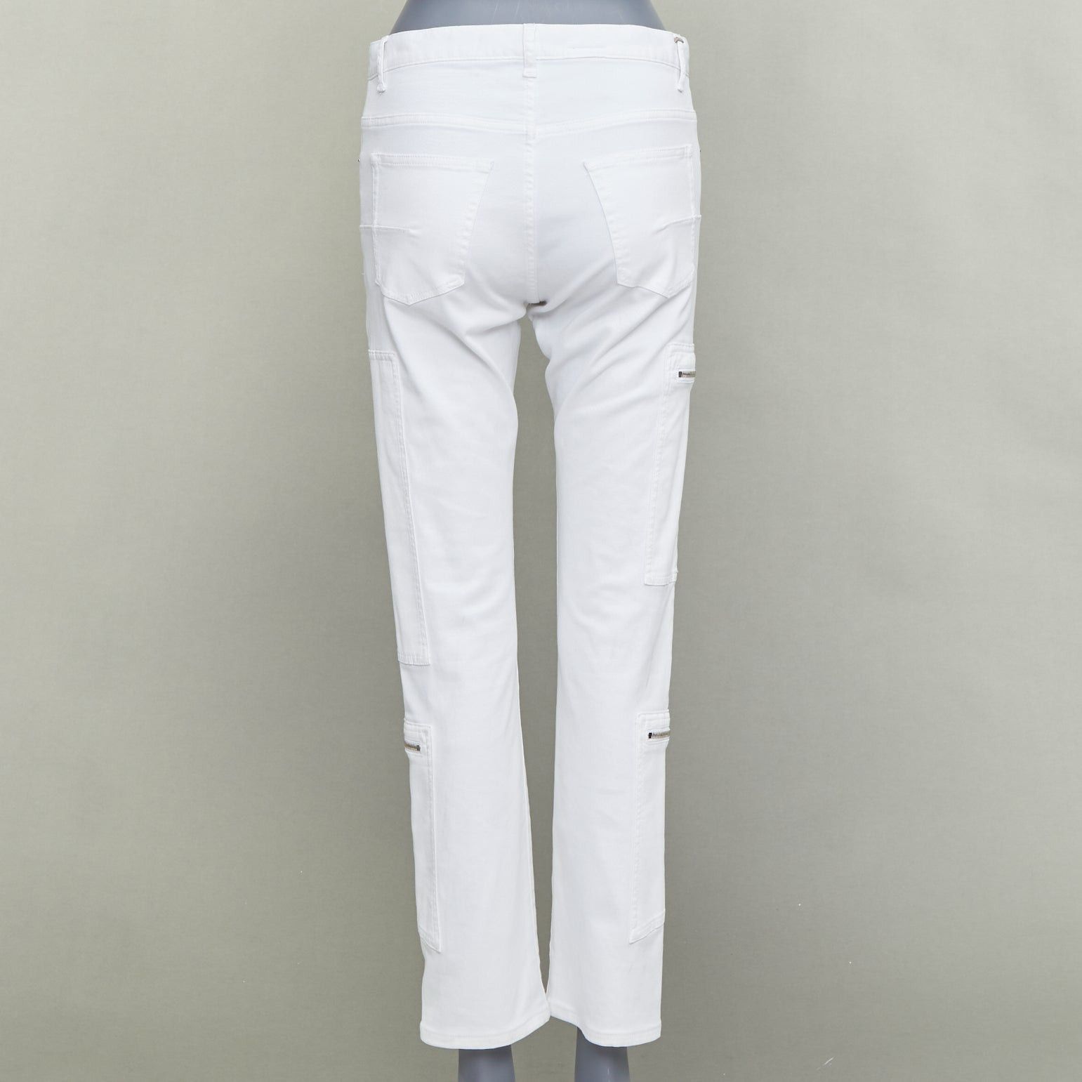 Dior DIOR HOMME white cotton blend silver zip cargo pockets straight jeans 29" Size US 29 - 5 Thumbnail