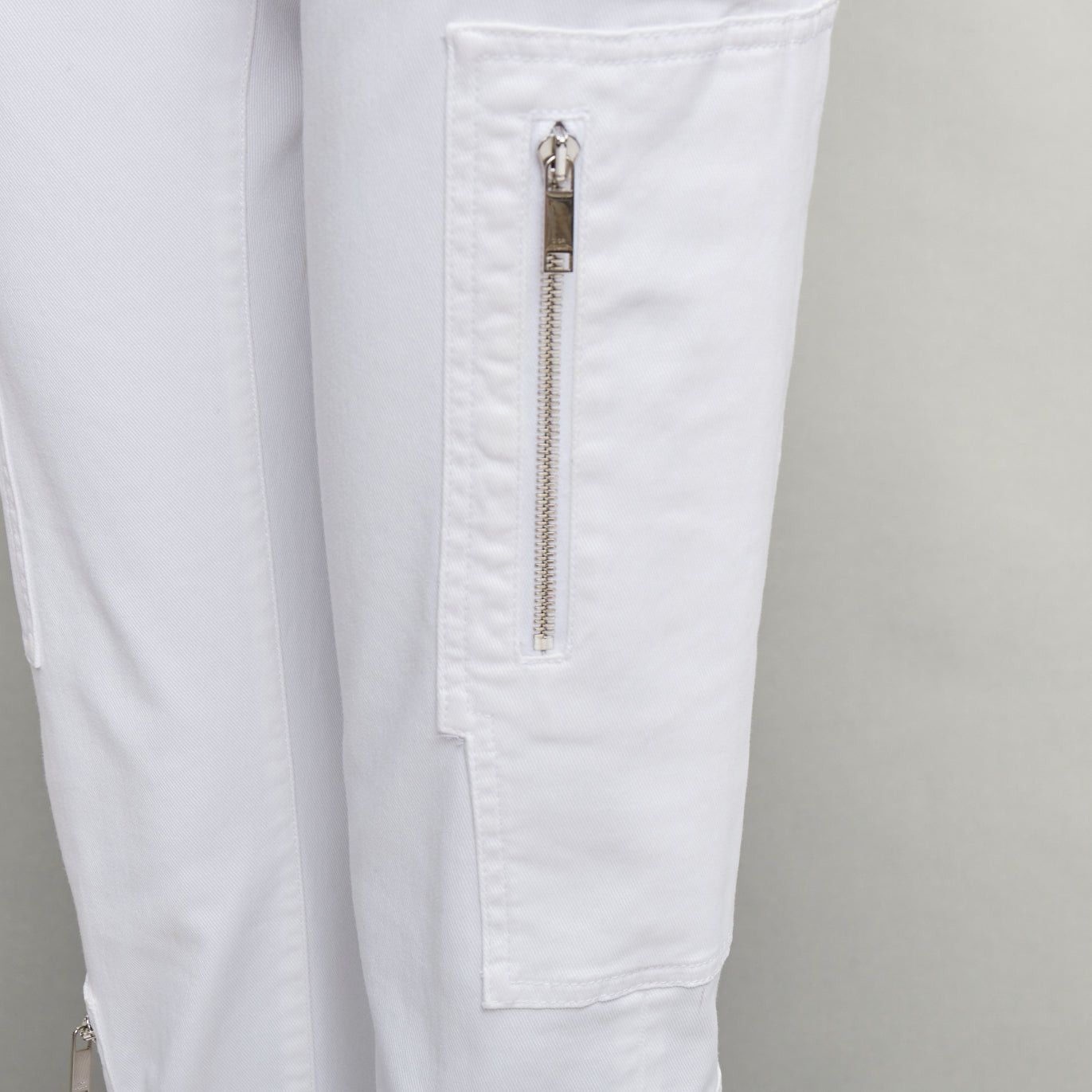 Dior DIOR HOMME white cotton blend silver zip cargo pockets straight jeans 29" Size US 29 - 2 Thumbnail