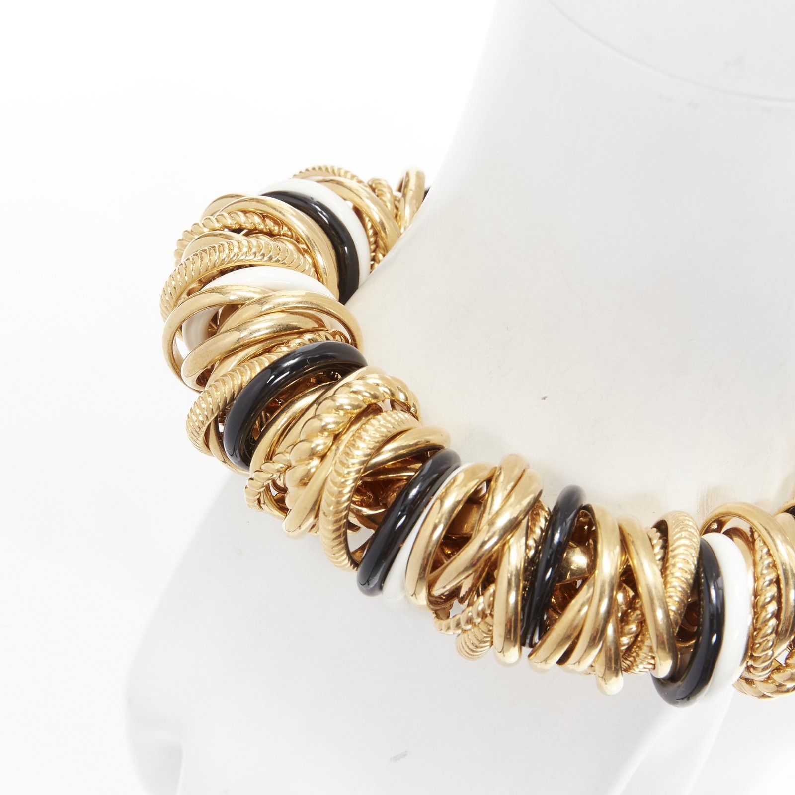 Balenciaga rare BALENCIAGA Demna Artisanal multi gold black white rings linked bracelet Size ONE SIZE - 3 Thumbnail