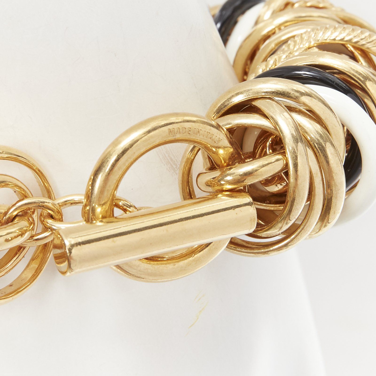 Balenciaga rare BALENCIAGA Demna Artisanal multi gold black white rings linked bracelet Size ONE SIZE - 5 Thumbnail