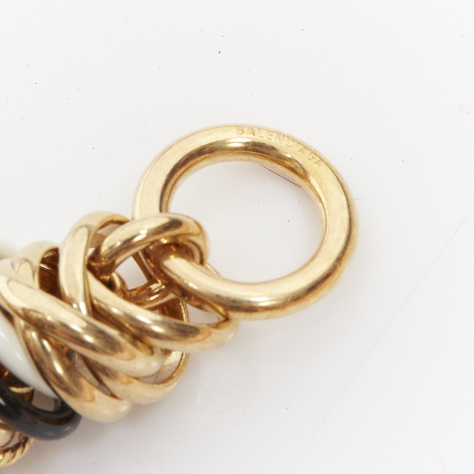 Balenciaga rare BALENCIAGA Demna Artisanal multi gold black white rings linked bracelet Size ONE SIZE - 4 Thumbnail