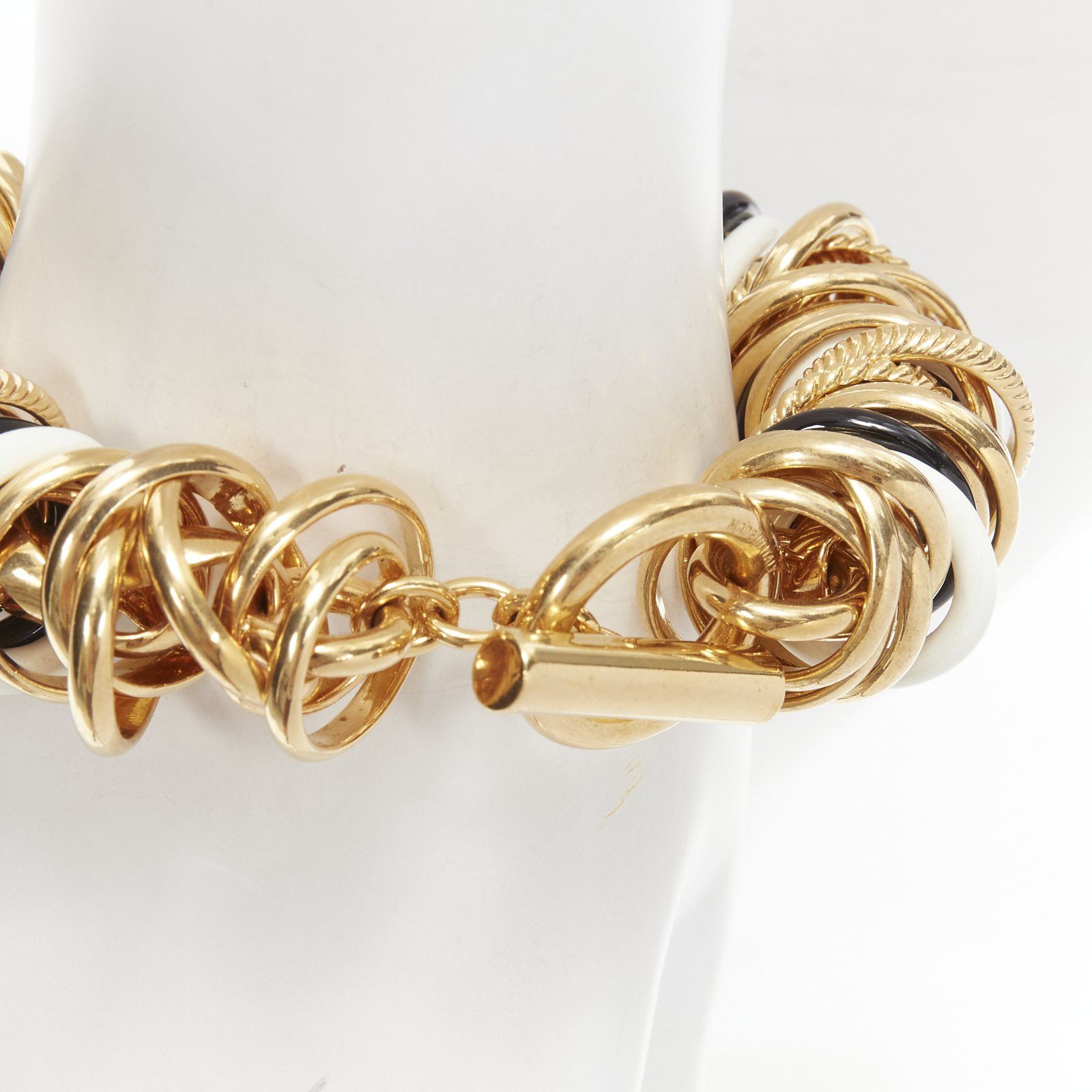 Balenciaga rare BALENCIAGA Demna Artisanal multi gold black white rings linked bracelet Size ONE SIZE - 2 Thumbnail