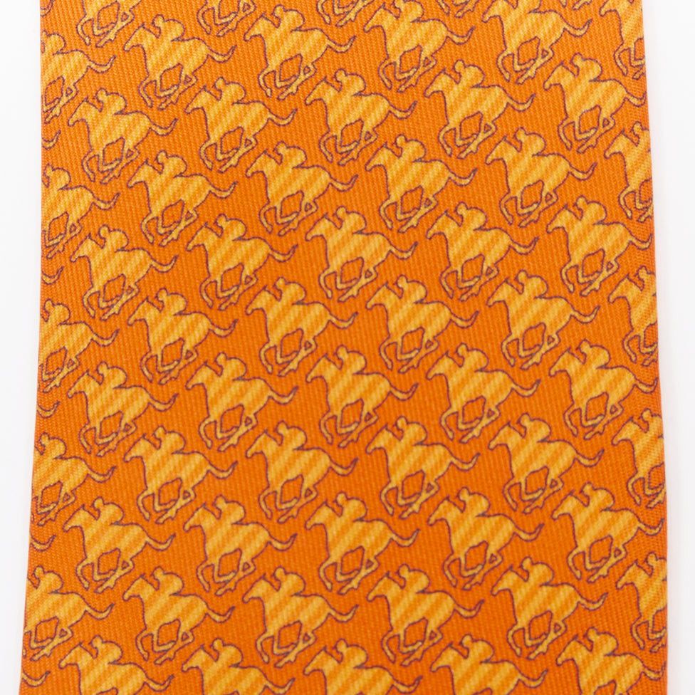 Hermes HERMES Set of 2 100% silk pink geometric orange horse rider pattern dress tie Size ONE SIZE - 4 Thumbnail