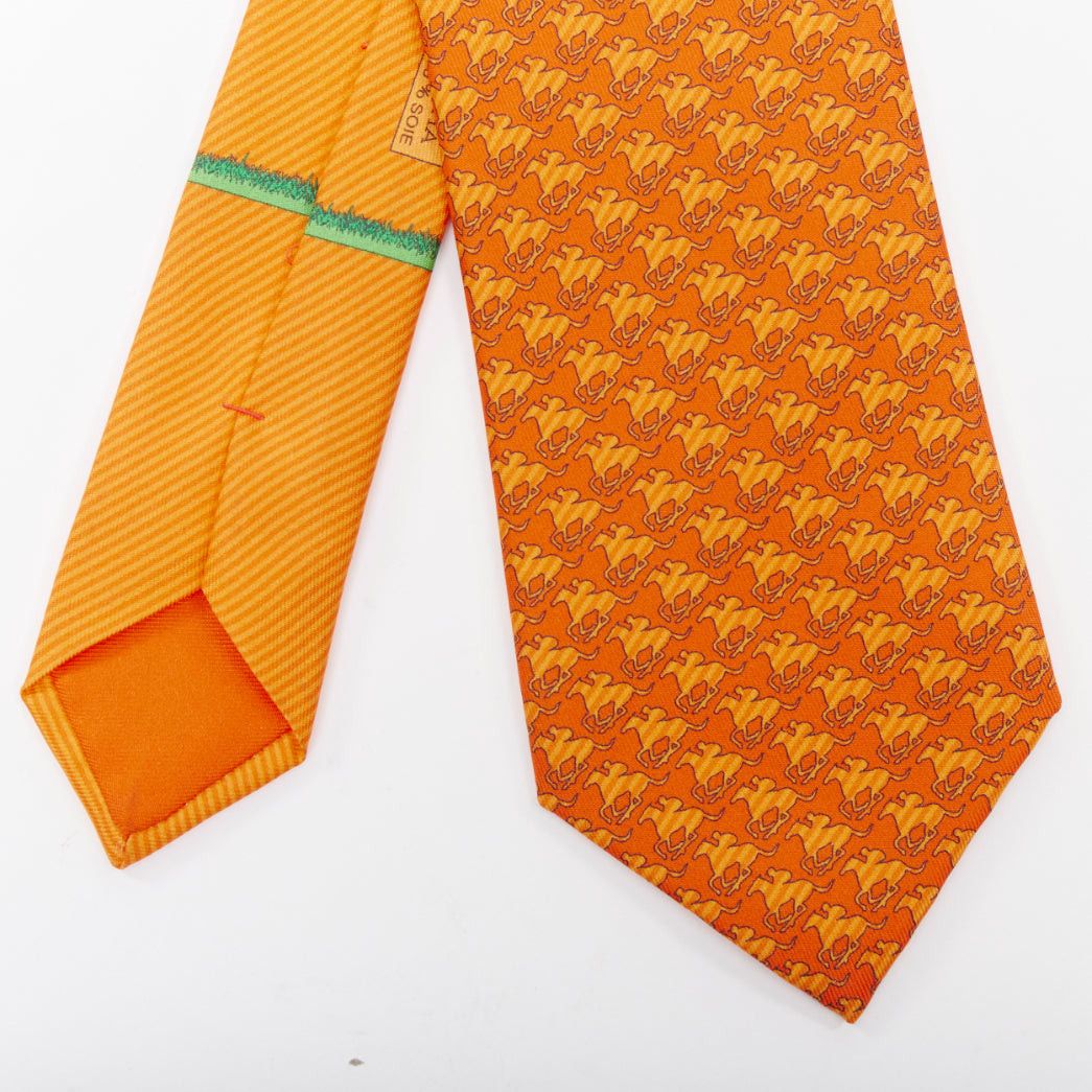 Hermes HERMES Set of 2 100% silk pink geometric orange horse rider pattern dress tie Size ONE SIZE - 5 Thumbnail