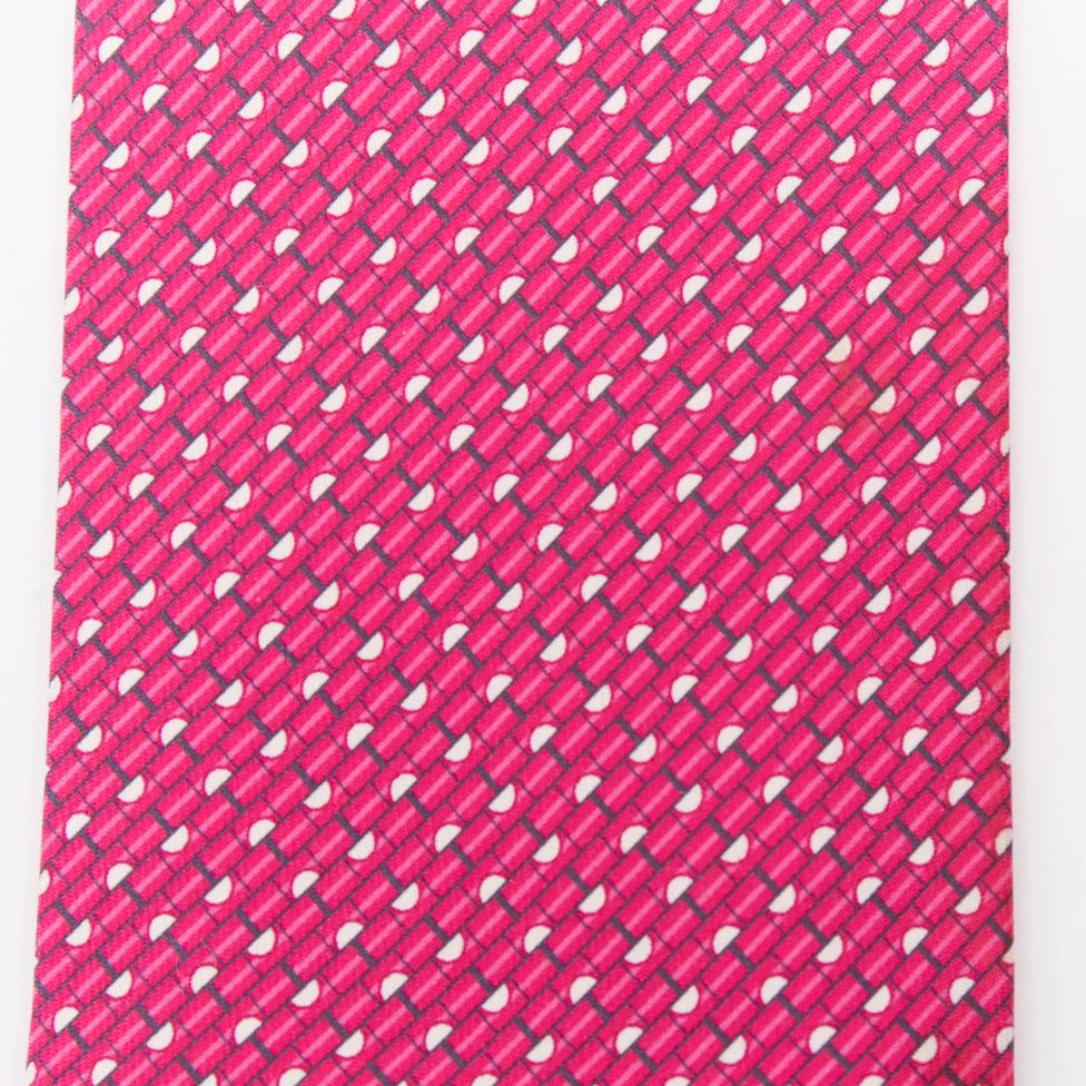 Hermes HERMES Set of 2 100% silk pink geometric orange horse rider pattern dress tie Size ONE SIZE - 3 Thumbnail