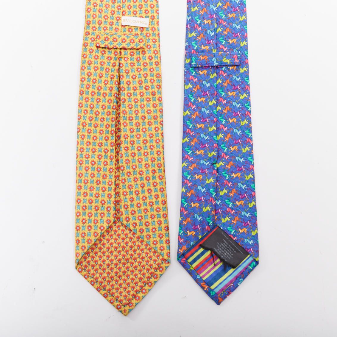 Bvlgari Set of 2 BVLGARI yellow floral ETRO blue monkey print silk neck tie Size ONE SIZE - 2 Thumbnail