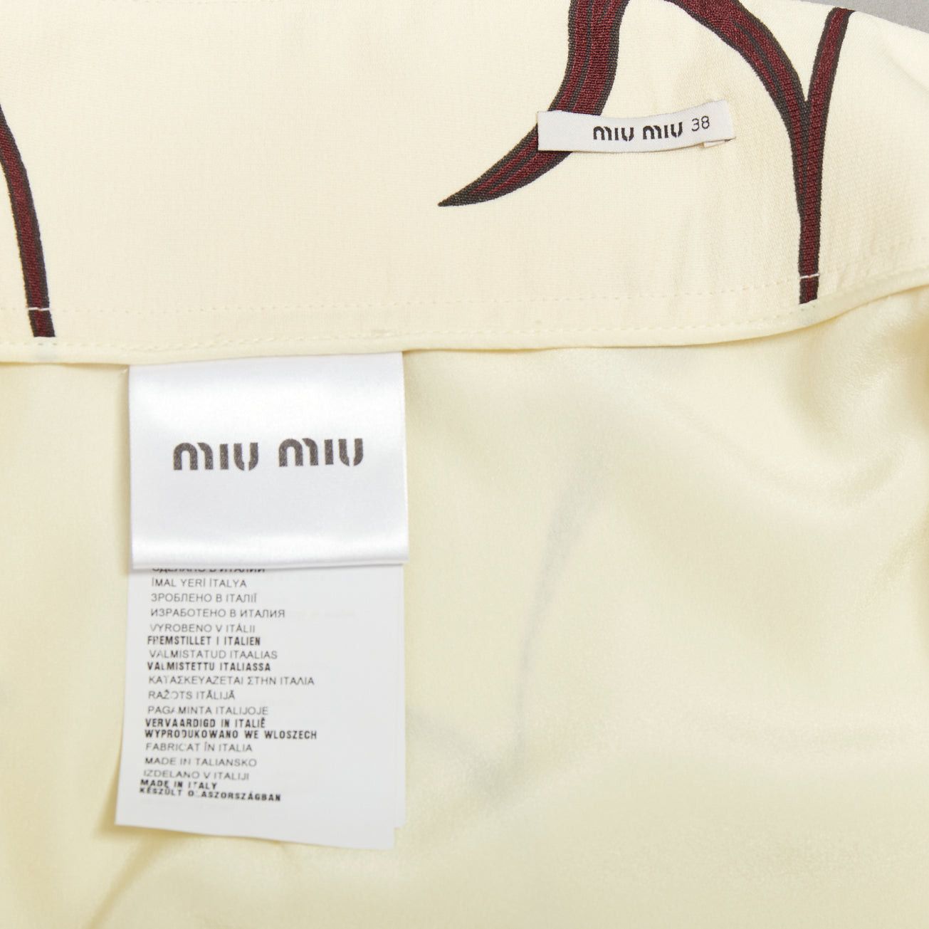 Miu Miu MIU MIU 2014 cream purple floral high waisted Aline skirt IT38 XS Size 26" / US 2 / IT 38 - 8 Thumbnail