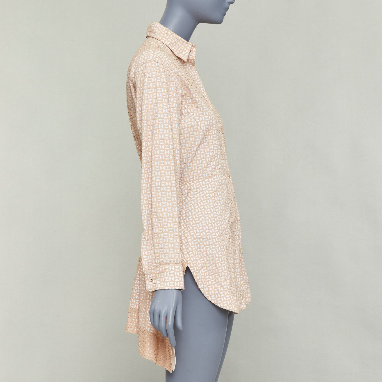 Alaia ALAIA 2012 nude cream laser cut overlay cotton peplum shirt dress FR38 M Size M / US 6-8 / IT 42-44 - 4 Thumbnail