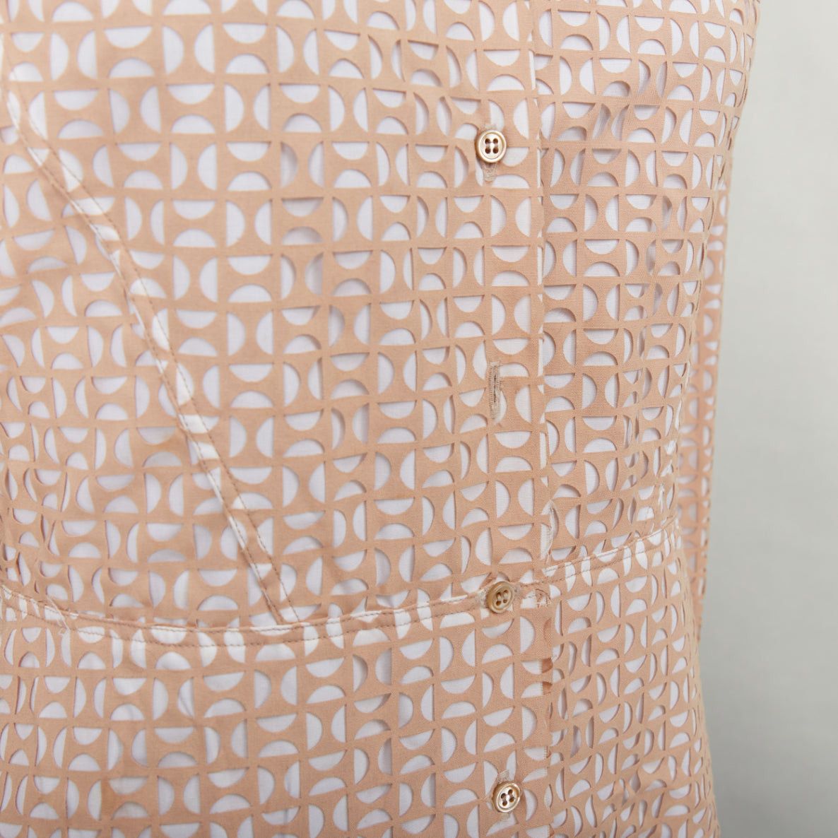 Alaia ALAIA 2012 nude cream laser cut overlay cotton peplum shirt dress FR38 M Size M / US 6-8 / IT 42-44 - 7 Thumbnail