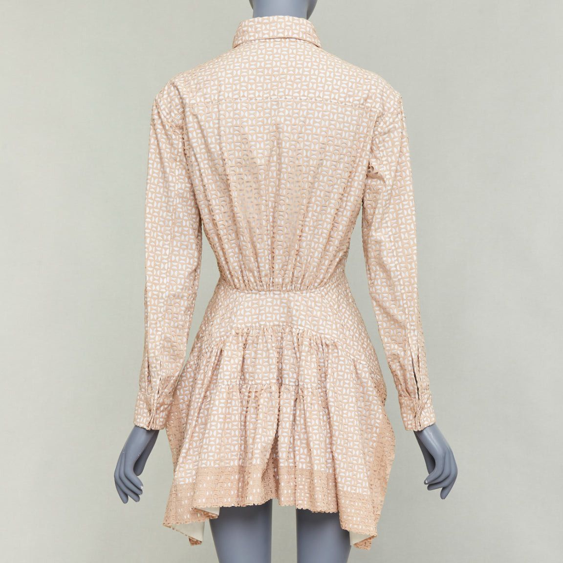 Alaia ALAIA 2012 nude cream laser cut overlay cotton peplum shirt dress FR38 M Size M / US 6-8 / IT 42-44 - 2 Thumbnail