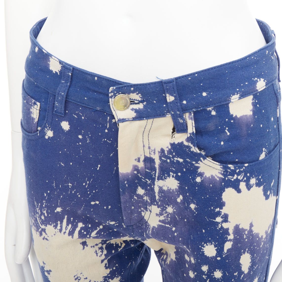 Raf Simons RAF SIMONS Sterling Ruby 2014 Limited blue splash bleach dye skinny jeans IT44 XS Size US 26 / EU 42 - 6 Thumbnail