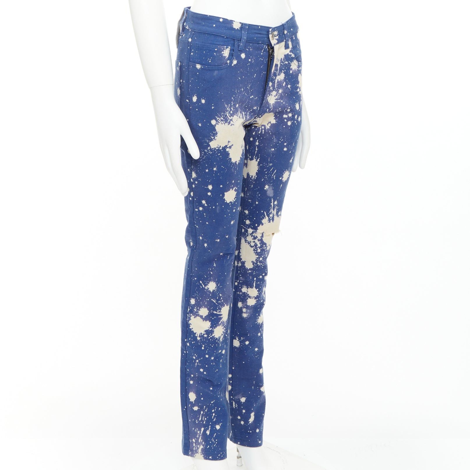 Raf Simons RAF SIMONS Sterling Ruby 2014 Limited blue splash bleach dye skinny jeans IT44 XS Size US 26 / EU 42 - 3 Thumbnail