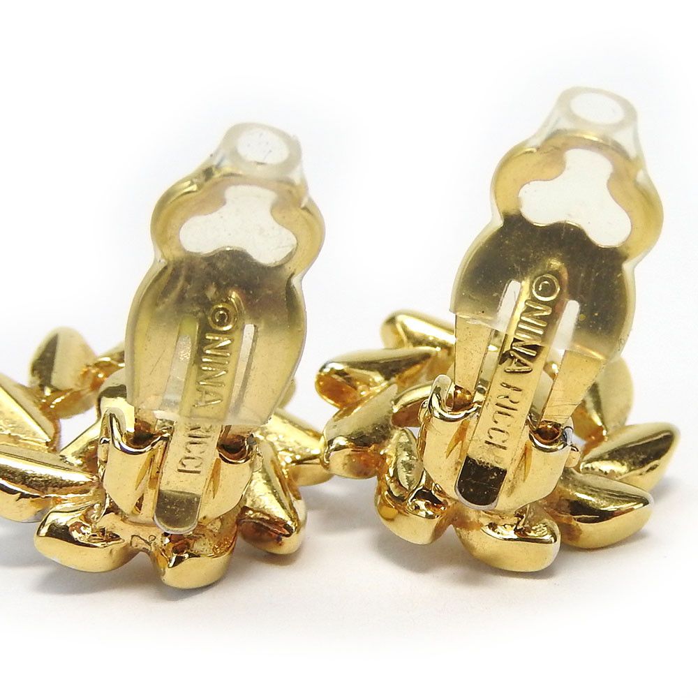 Other Nina Ricci Flower Earrings Metal Earrings DUTY FREE for USA