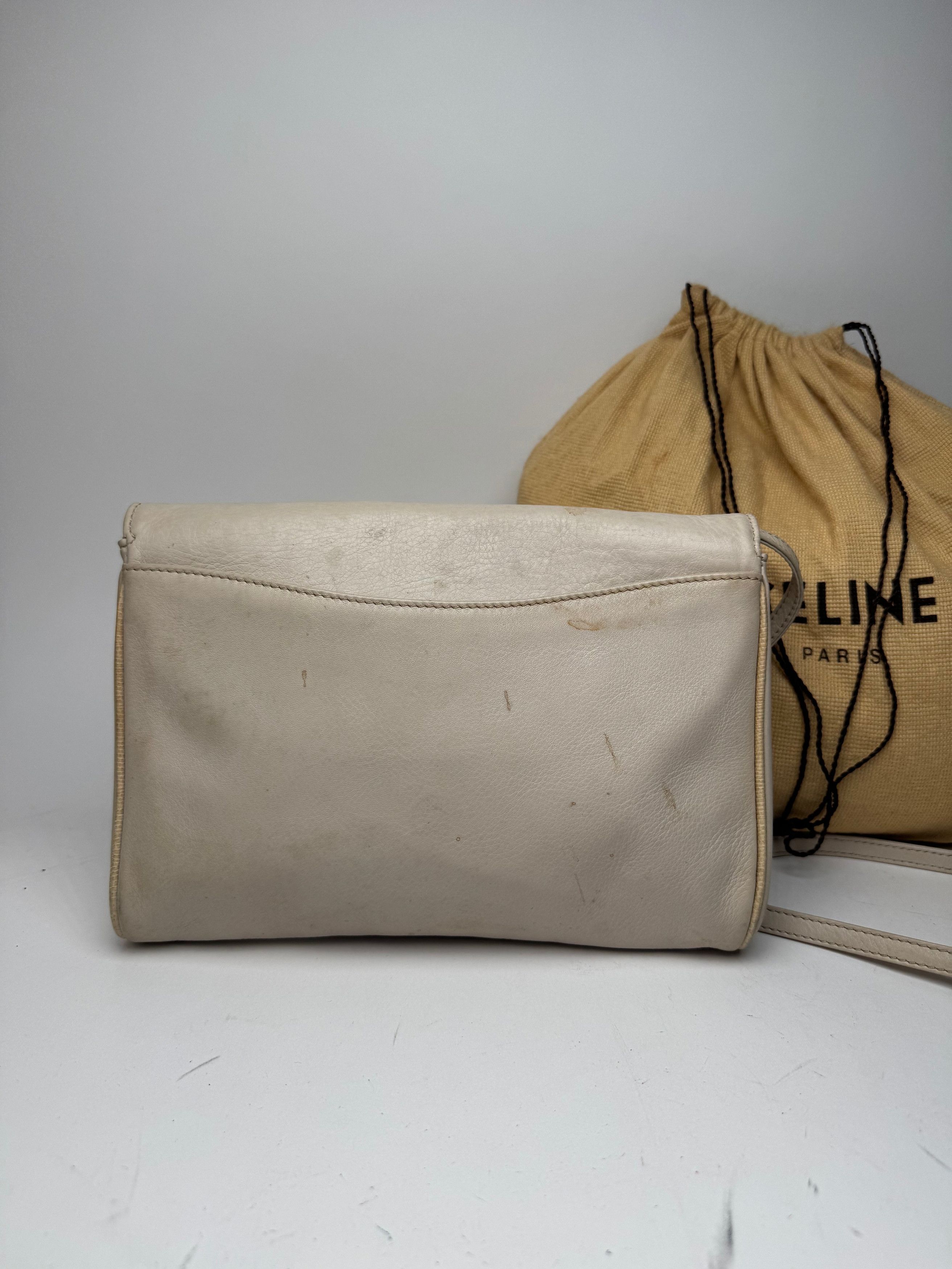 Celine Vintage Paris Leather crossbody Bag white / Ecru Size ONE SIZE - 15 Thumbnail