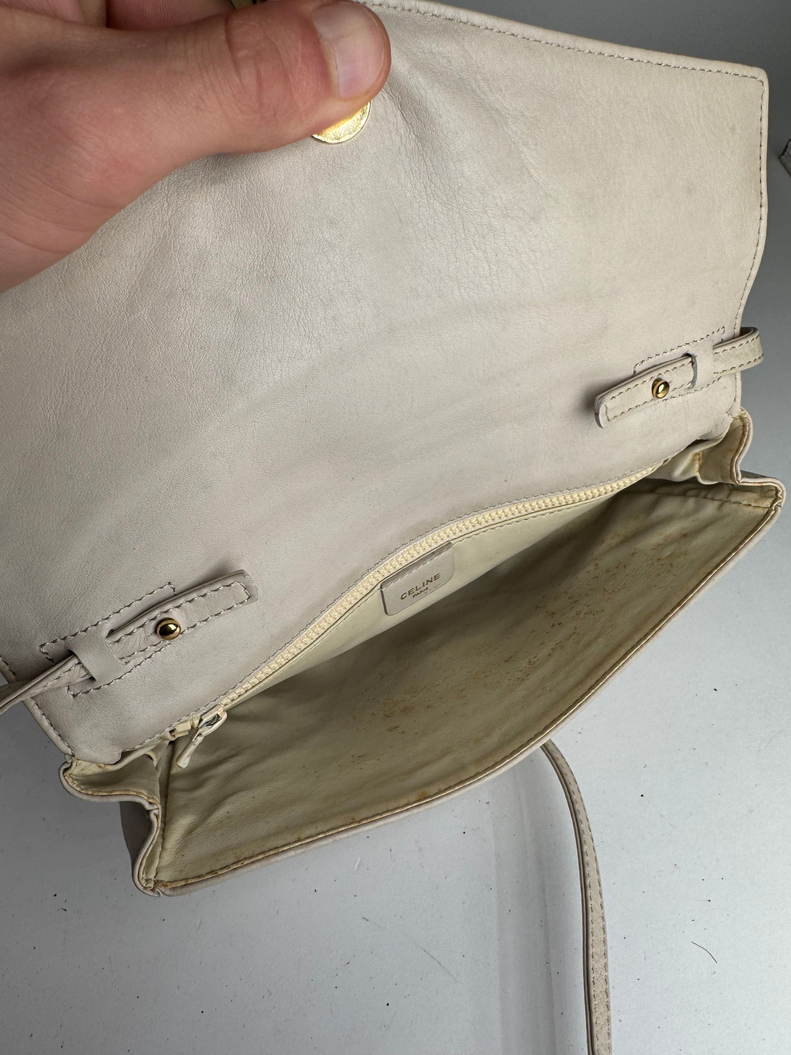 Celine Vintage Paris Leather crossbody Bag white / Ecru Size ONE SIZE - 3 Thumbnail