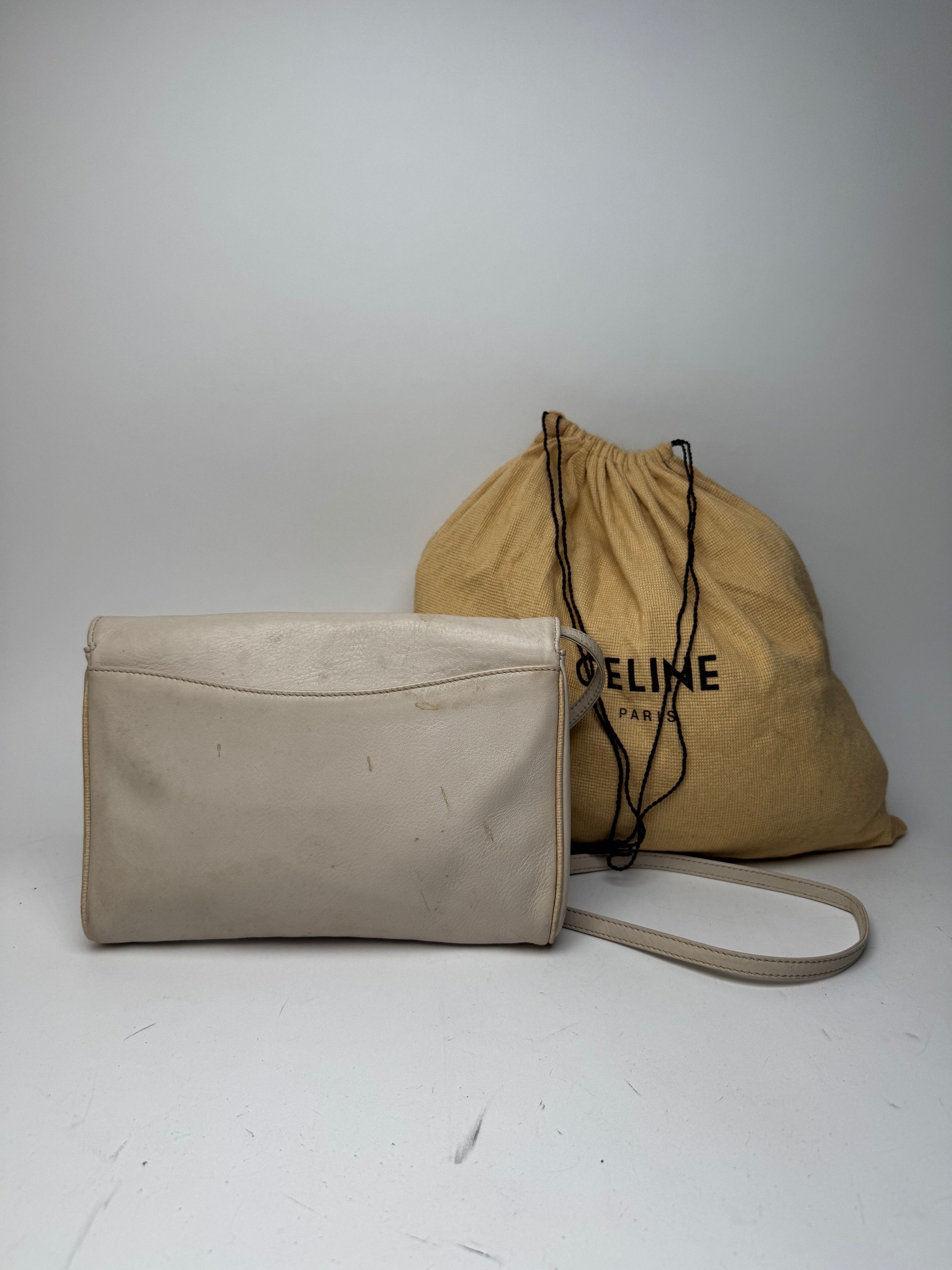 Celine Vintage Paris Leather crossbody Bag white / Ecru Size ONE SIZE - 2 Thumbnail