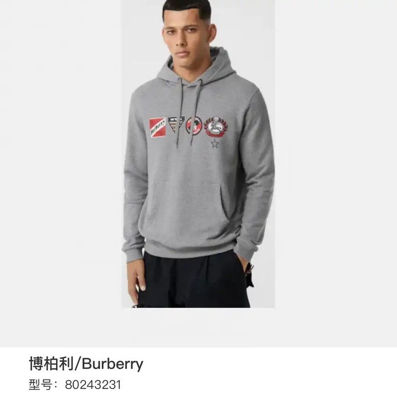 Burberry Burberry Gray Cotton Men's Hoodie Size US XXL / EU 58 / 5 - 6 Thumbnail