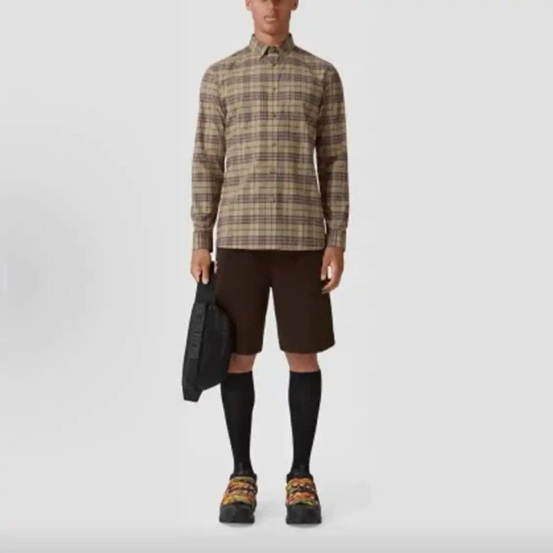 Burberry Burberry Khaki Cotton Long Sleeve Shirt Size US XXL / EU 58 / 5 - 9 Thumbnail