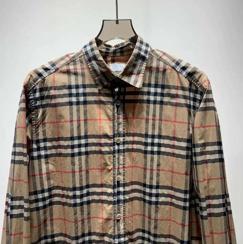 Burberry Burberry Beige Check Long Sleeve Shirt Size US L / EU 52-54 / 3 - 2 Thumbnail