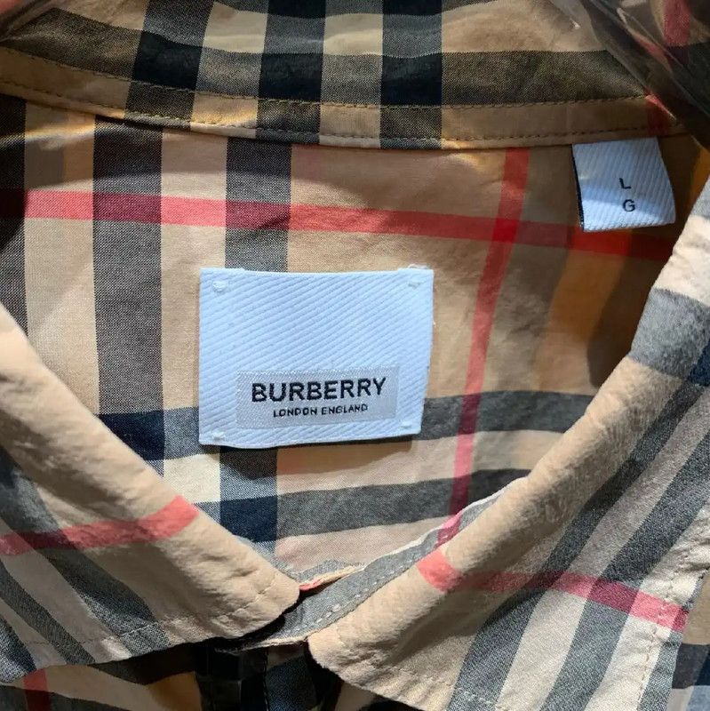 Burberry Burberry Beige Check Long Sleeve Shirt Size US L / EU 52-54 / 3 - 3 Thumbnail