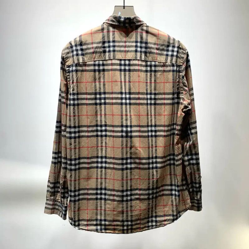 Burberry Burberry Beige Check Long Sleeve Shirt Size US L / EU 52-54 / 3 - 4 Thumbnail