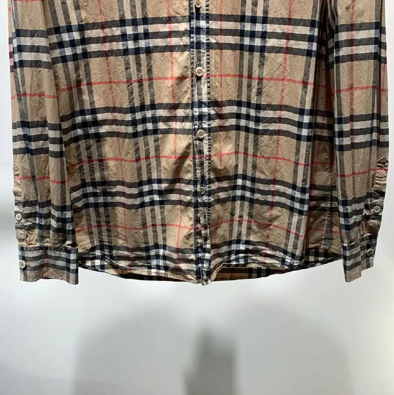 Burberry Burberry Beige Check Long Sleeve Shirt Size US L / EU 52-54 / 3 - 7 Thumbnail