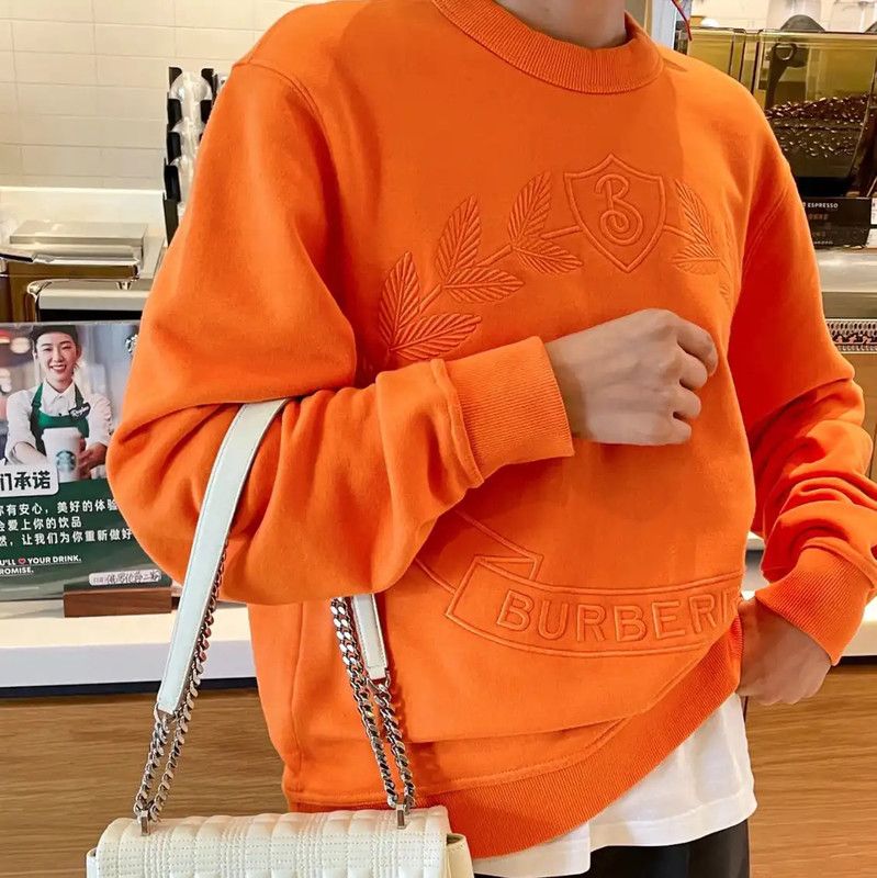 Burberry Burberry Orange Cotton Printed Sweatshirt for Men Size US M / EU 48-50 / 2 - 3 Thumbnail