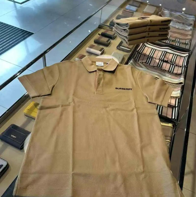 Burberry Burberry Khaki Cotton Logo Short Sleeve Polo Size US L / EU 52-54 / 3 - 6 Thumbnail