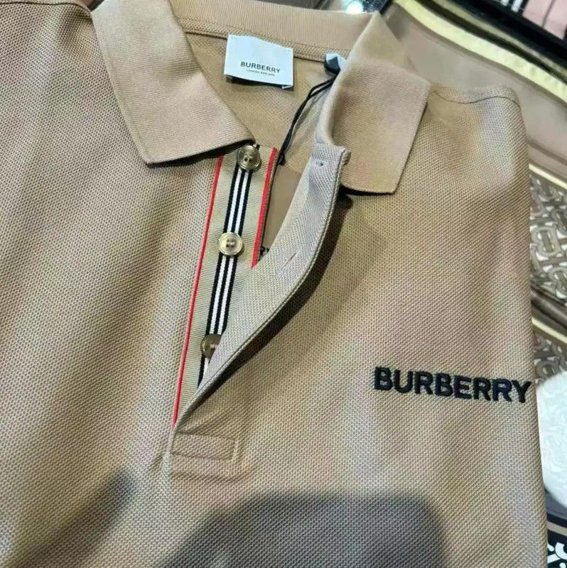 Burberry Burberry Khaki Cotton Logo Short Sleeve Polo Size US L / EU 52-54 / 3 - 5 Thumbnail
