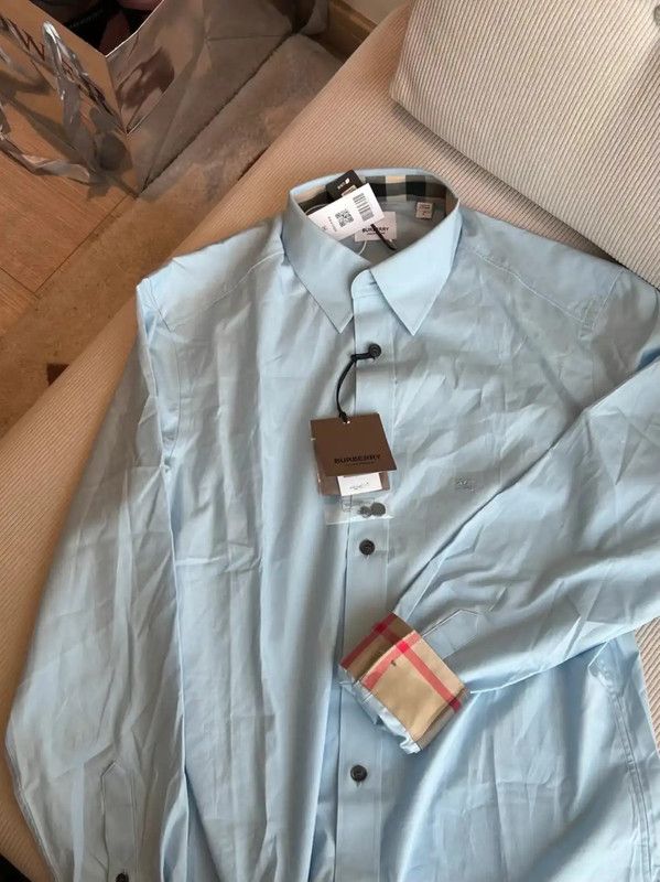 Burberry Burberry Blue Cotton Long Sleeve Shirt Size US S / EU 44-46 / 1 - 2 Thumbnail