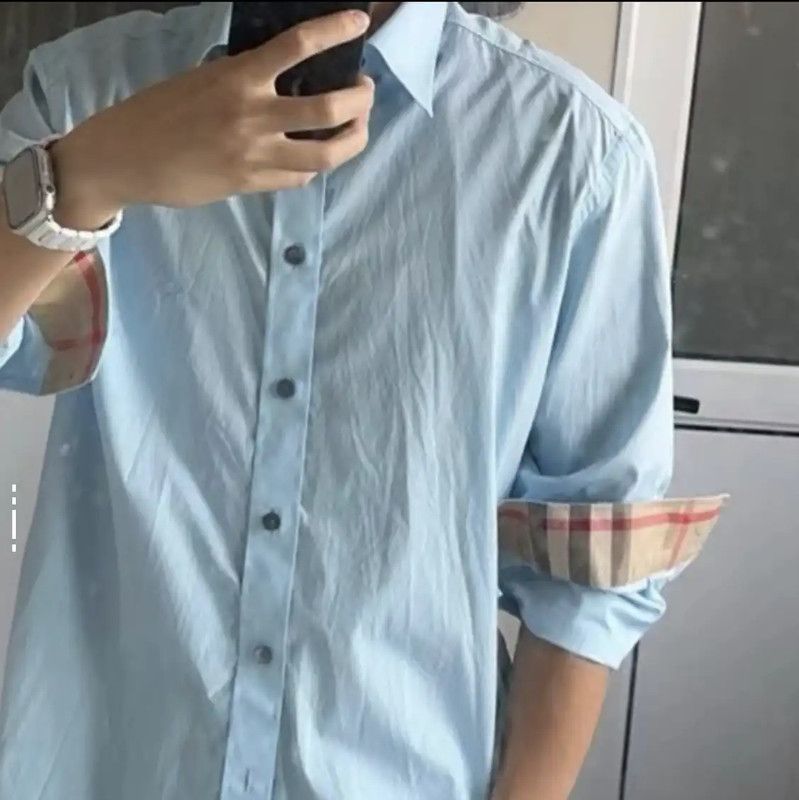 Burberry Burberry Blue Cotton Logo Long Sleeve Shirt Size US XS / EU 42 / 0 - 8 Thumbnail