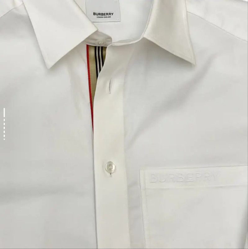 Burberry Burberry Men's Long Sleeve White Logo Shirt Size US L / EU 52-54 / 3 - 9 Thumbnail