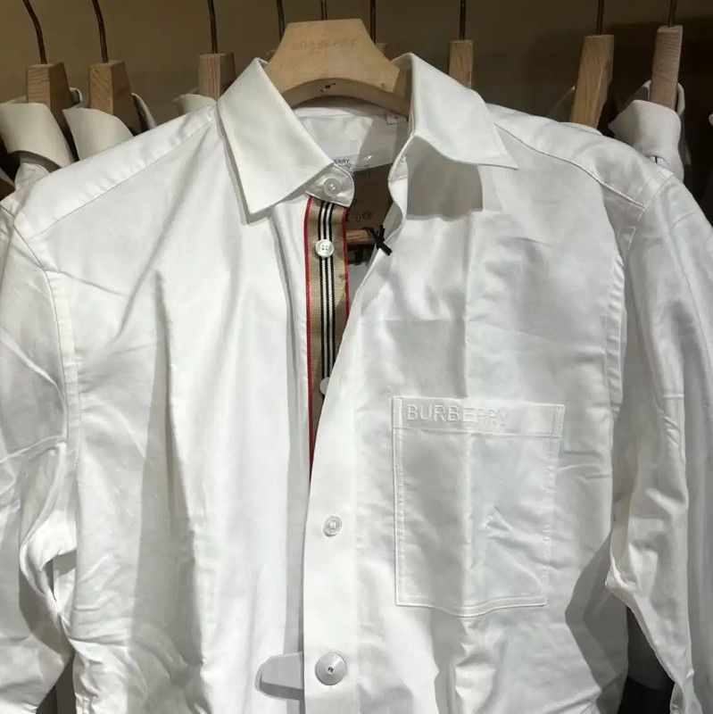 Burberry Burberry Men's Long Sleeve White Logo Shirt Size US L / EU 52-54 / 3 - 2 Thumbnail