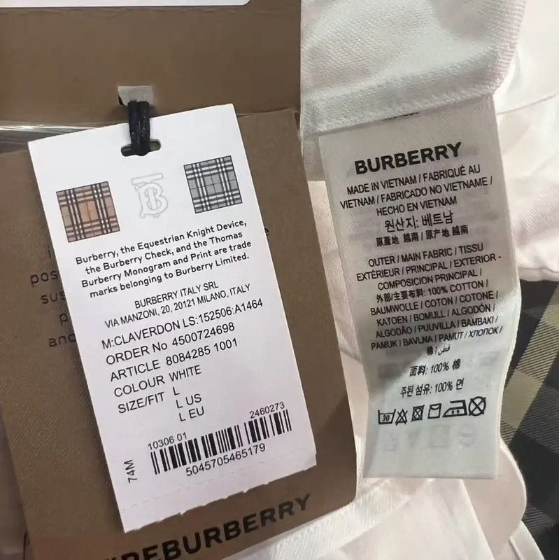 Burberry Burberry Men's Long Sleeve White Logo Shirt Size US L / EU 52-54 / 3 - 5 Thumbnail