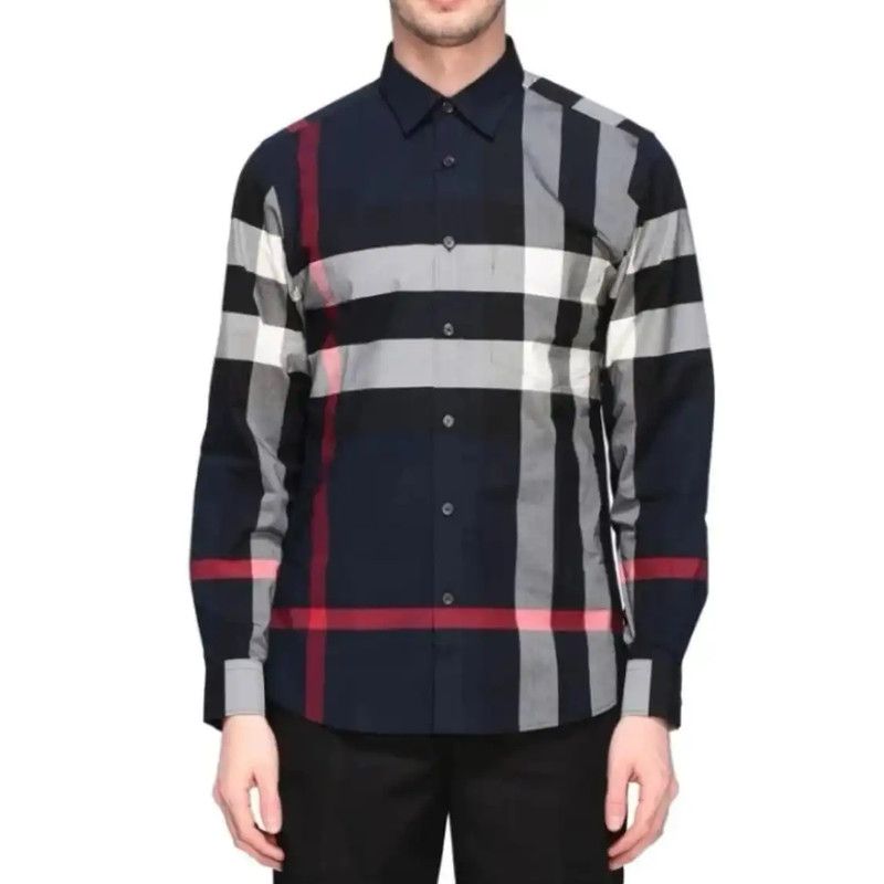 Burberry Burberry Blue Cotton Long Sleeve Men's Shirt Size US L / EU 52-54 / 3 - 9 Thumbnail