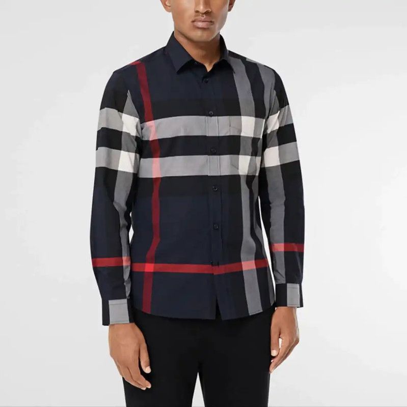 Burberry Burberry Blue Cotton Long Sleeve Men's Shirt Size US L / EU 52-54 / 3 - 8 Thumbnail
