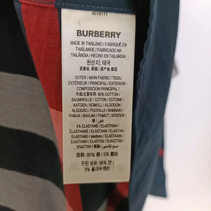 Burberry Burberry Blue Cotton Long Sleeve Men's Shirt Size US L / EU 52-54 / 3 - 7 Thumbnail