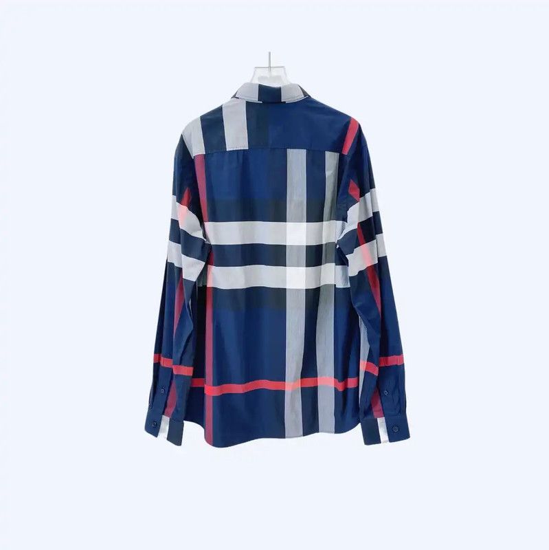 Burberry Burberry Blue Cotton Long Sleeve Men's Shirt Size US L / EU 52-54 / 3 - 2 Thumbnail