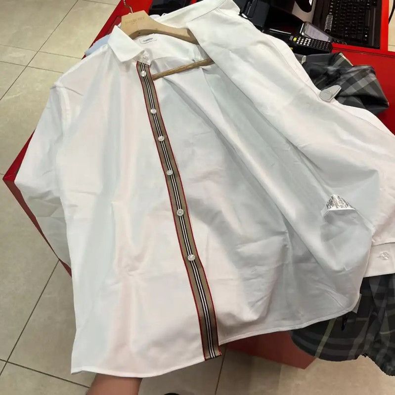Burberry Burberry White Cotton Logo Long Sleeve Shirt Size US M / EU 48-50 / 2 - 4 Thumbnail