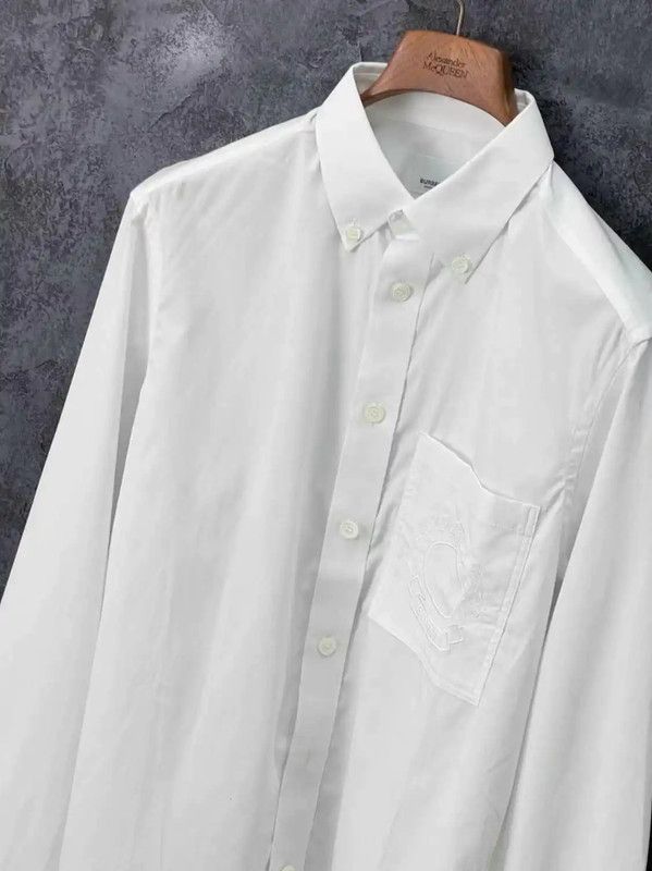Burberry Burberry White Long Sleeve Logo Shirt Size US L / EU 52-54 / 3 - 3 Thumbnail