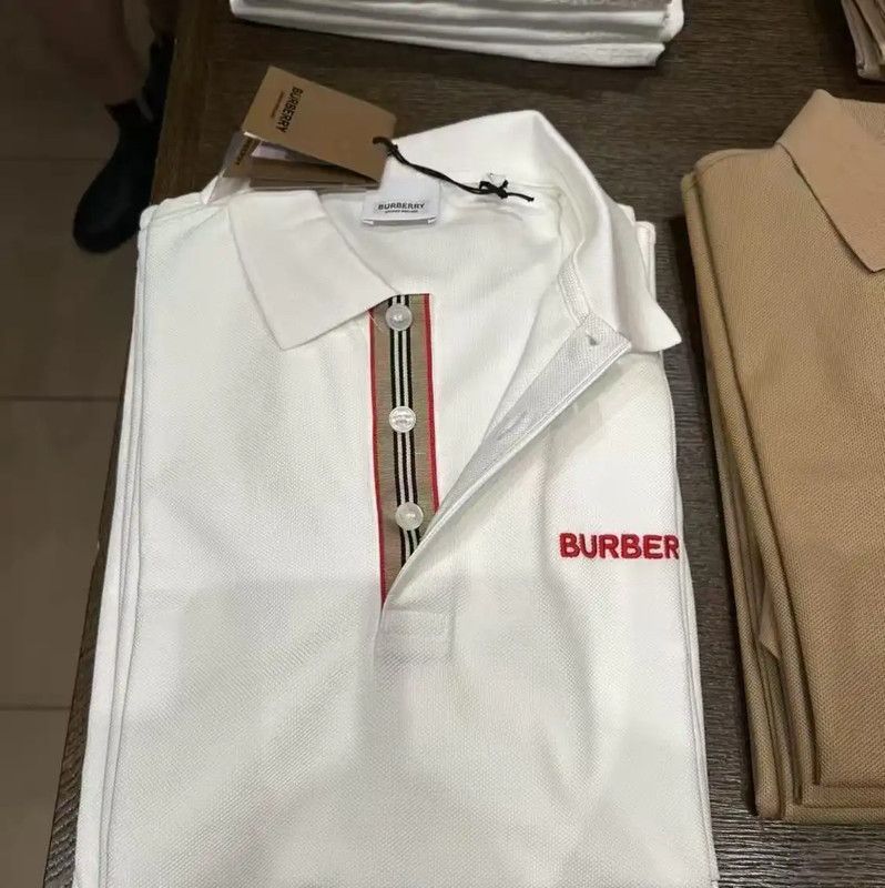 Burberry Burberry White Logo Short Sleeve Polo Size US L / EU 52-54 / 3 - 10 Thumbnail