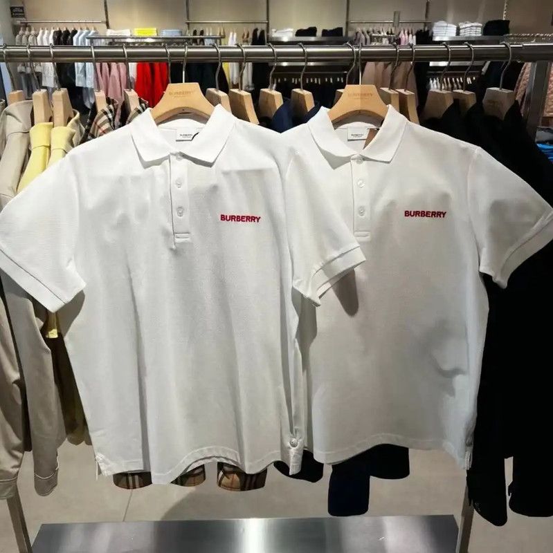 Burberry Burberry White Logo Short Sleeve Polo Size US L / EU 52-54 / 3 - 2 Thumbnail