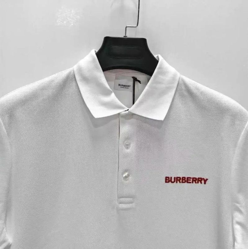 Burberry Burberry White Logo Short Sleeve Polo Size US L / EU 52-54 / 3 - 7 Thumbnail