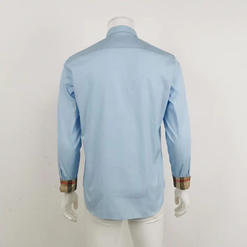 Burberry Burberry Men's Long Sleeve Blue Cotton Shirt Size US L / EU 52-54 / 3 - 2 Thumbnail