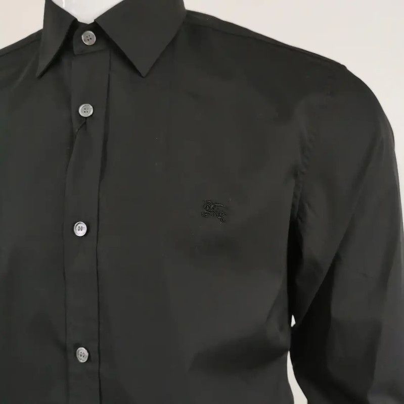 Burberry Burberry Black Cotton Long Sleeve Shirt Size US L / EU 52-54 / 3 - 3 Thumbnail