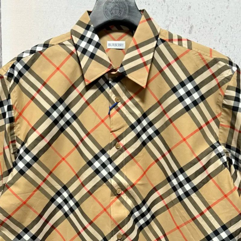 Burberry Burberry Khaki Logo Check Short Sleeve Shirt Size US L / EU 52-54 / 3 - 4 Thumbnail