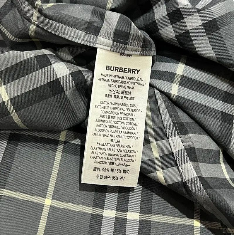 Burberry Burberry Gray Check Long Sleeve Shirt Size US XL / EU 56 / 4 - 7 Thumbnail
