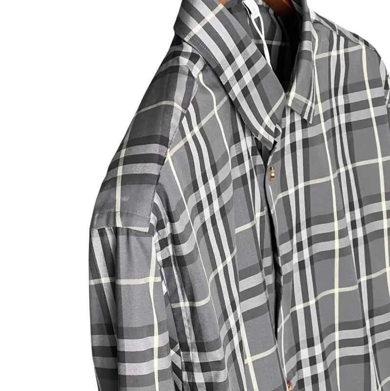 Burberry Burberry Gray Check Long Sleeve Shirt Size US XL / EU 56 / 4 - 6 Thumbnail