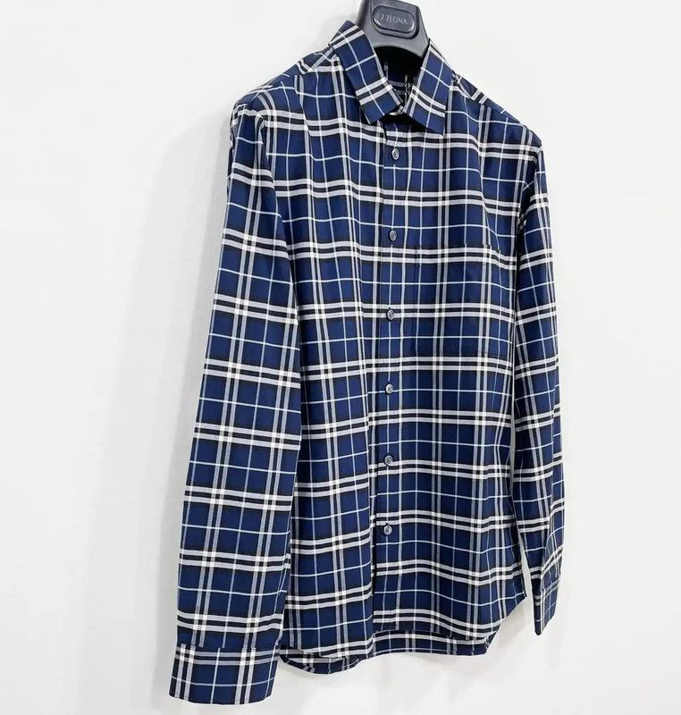 Burberry Burberry Blue Plaid Long Sleeve Shirt for Men Size US XL / EU 56 / 4 - 2 Thumbnail