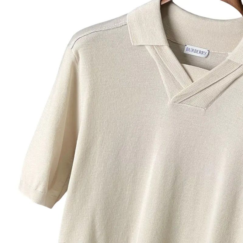 Burberry Summer White Wool Short Sleeve Polo